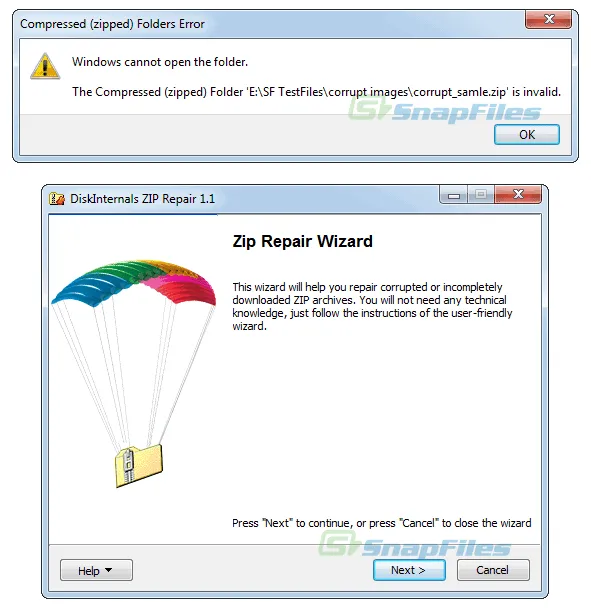 DiskInternals ZIP Repair 스크린샷 1